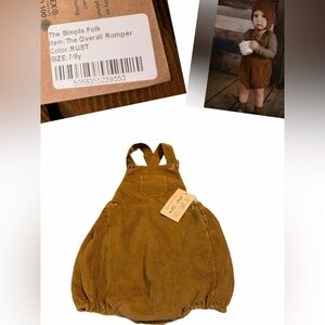 The simple folk 7/8 kids rustic corduroy overalls new